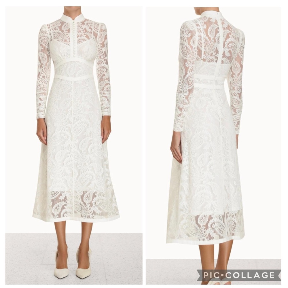 Zimmermann White is Lace Midi Dress